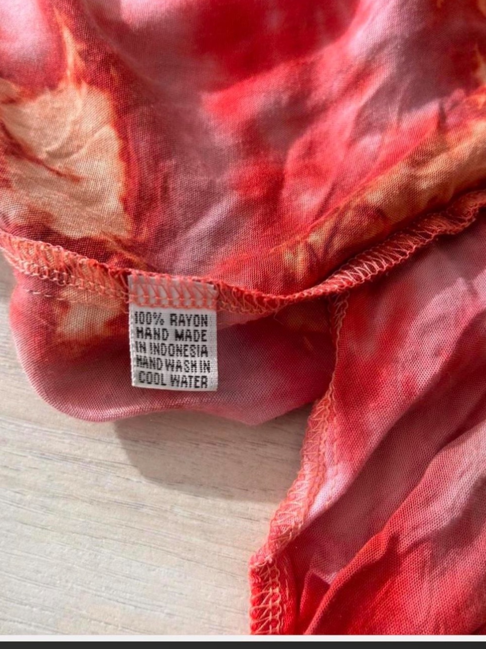 Red Tie-Dye V-Neck Maxi Slip Dress - Picture 6 of 7